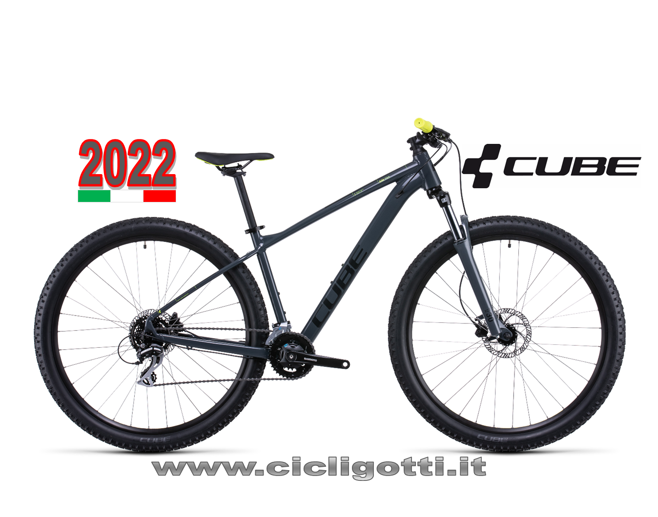 CUBE AIM PRO GREY FLASHYELLOW MTB 2022 - Cicli Gotti